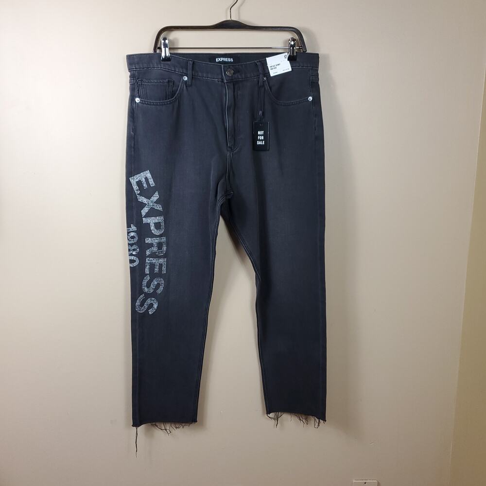 Express High Waisted Graphic Original Vintage Skinny Jeans in Gray Size 12